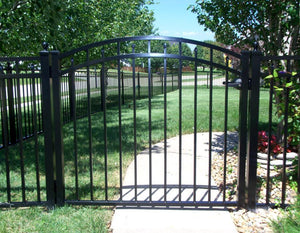 9' Aluminum Ornamental Single Swing Gate - Flat Top Series C - Over Arch