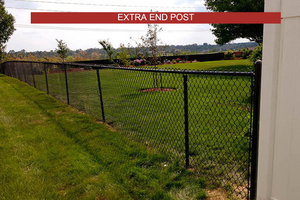 [Extra End Post] Black Vinyl Chain Link Complete Fence Package