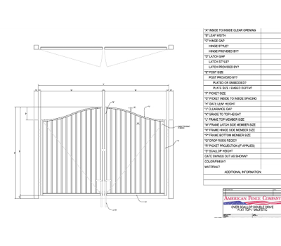 96" x 72" Overscallop Flat Top Double Drive Gate